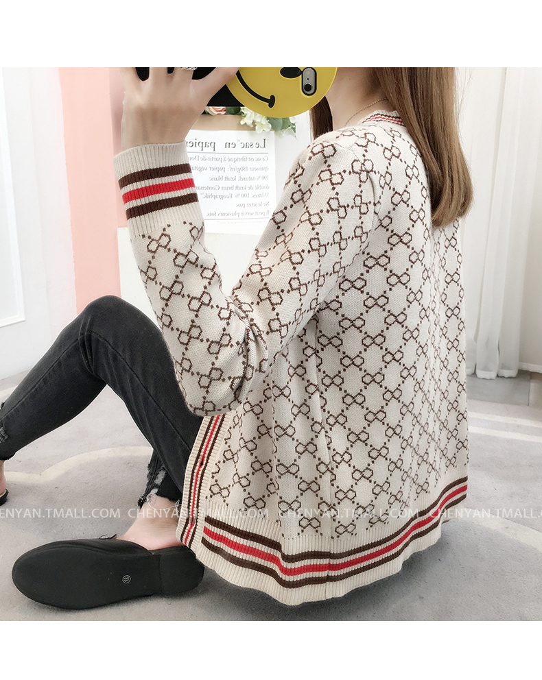 Áo len cardigan nữ mùa xuân 2019 Mới phối màu áo len mỏng dễ thương Loose phiên bản Hàn Quốc Lazy Retro áo lên