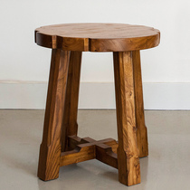 Ancient age solid wood low stool fashion round stool pure solid wood old elm stool round stool furniture simple plum blossom stool