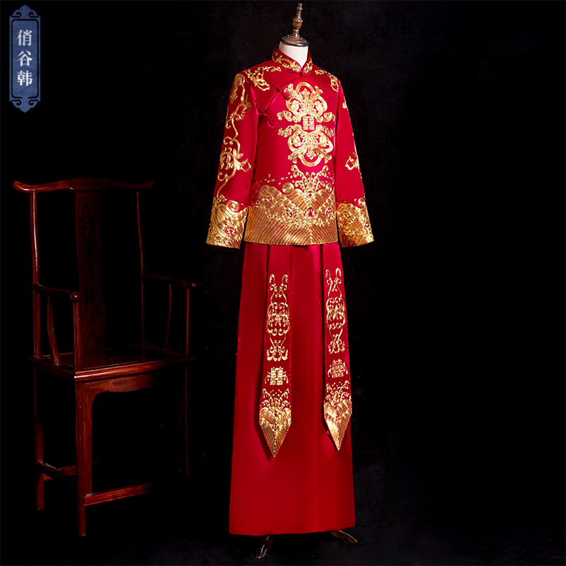 Xiu Yu chiếc váy chú rể 2020 mới cưới bánh mì nướng ăn mặc cho thấy ngựa cổ đại Trung Quốc cài áo của nam giới và mùa hè