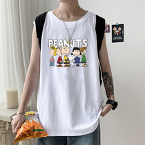 Snoopy sleeveless T-shirt men and women trend leisure loose Tide brand wear ins personality waistband basketball vest bf wind