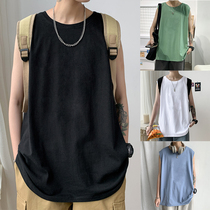 Vest men's summer thin fashion sports cut sleeve casual Joker cotton sleeveless T-shirt men's solid color hurdle waistcoat