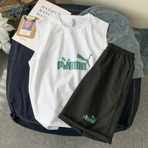 Vest men summer hip hop loose shoulder hurdle set 2021 New basketball sleeveless T-shirt mens Tide brand personality