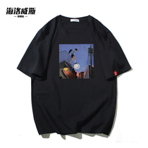 Mens short-sleeved 2020 new fashion loose handsome summer half-sleeved mens fashion black t-shirt pure cotton body t-shirt men