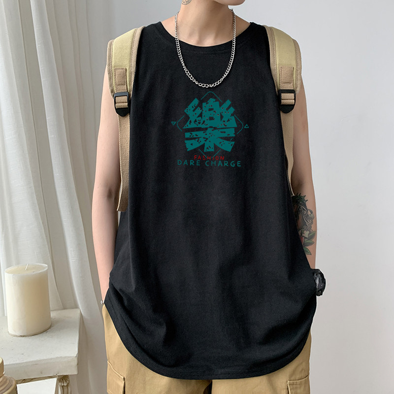 Sport Vest Men's Cross Bar Kan Shoulder Pure Cotton Loose Summer Thin Outside Wearing Machete 2021 New Country Tide Sleeveless T-shirt