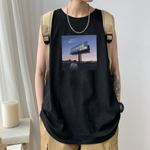 nasa astronaut vest men summer cotton thin fashion brand trend waistcoat shoulder vest hurdles sleeveless T-shirt men