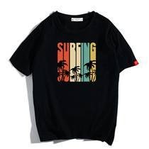 Short-sleeved mens fashion brand trend ins loose Korean version of summer wild half-sleeve mens fashion black t-shirt cotton body t-shirt men