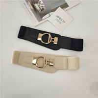Women's T-buckle girdle pin buckle wide belt elastic body shaping fashionable outer wear accessories shirt skirt decorative belt