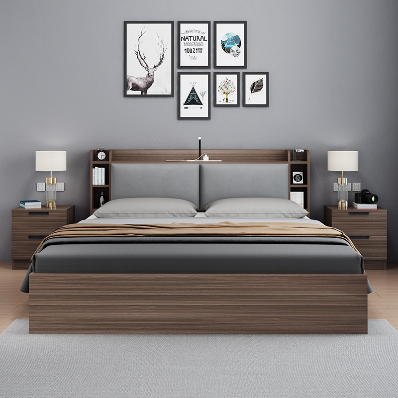 Nordic Contained Bed 1 8 m Plate Bed Modern Minima Small Household Type Multifunction Bed 1 5 Master Bedroom With High Box Bed