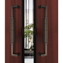 Glass door handle solid wood door handle square tube log hotel facade villa high-end door handle custom color