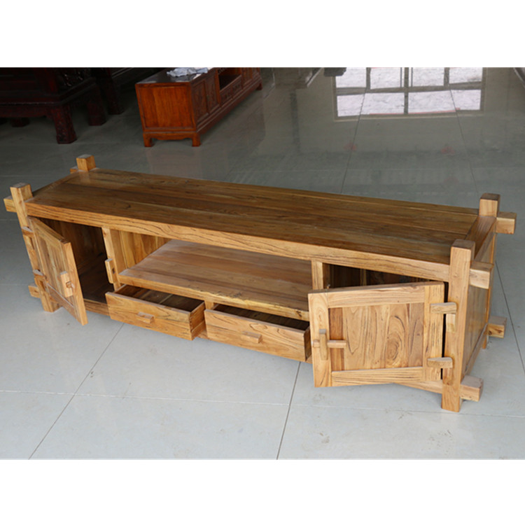 Double Eleven solid wood TV cabinet TV cabinet simple modern old elm furniture floor cabinet living room home complete combination