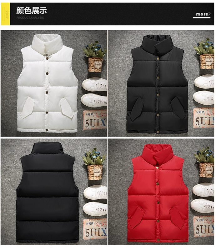 Mùa thu đông dày đôi áo vest cotton Phiên bản Hàn Quốc của chàng thanh niên tự canh đứng cổ áo xuống áo bông tinh thần chàng đỏ