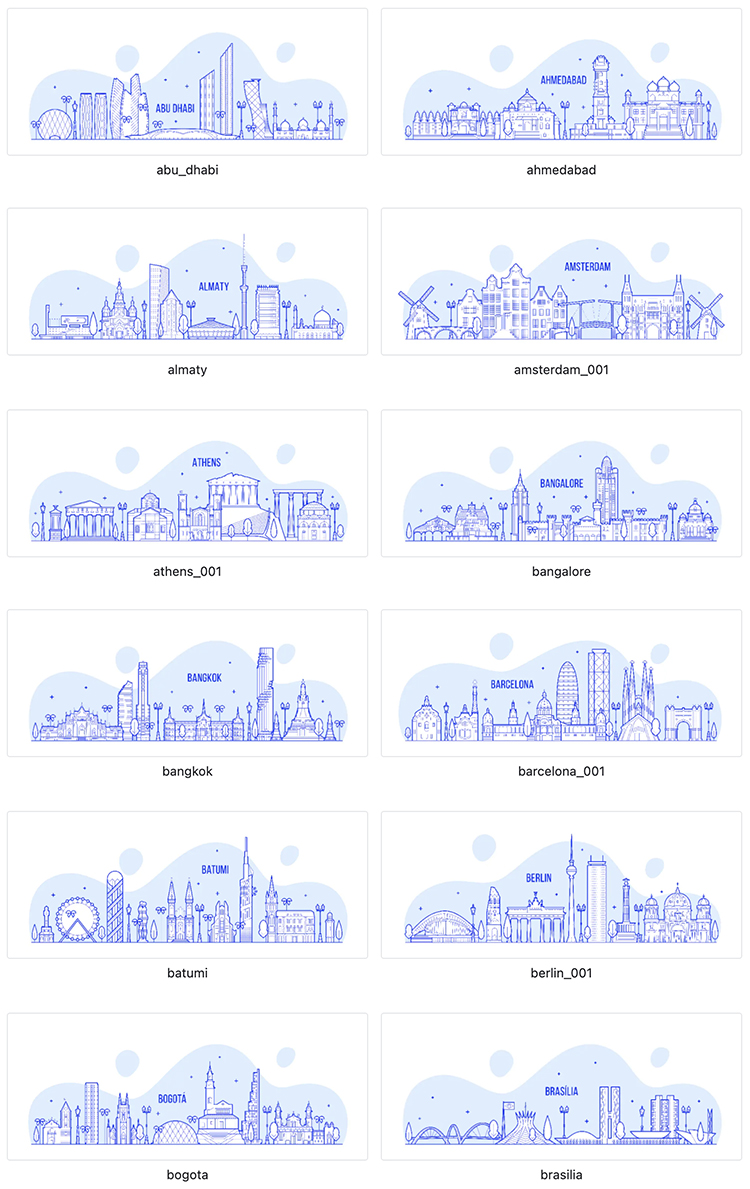 世界各地城市地标建筑线性插画AI矢量源文件PNG免抠图片设计素材-cg男孩