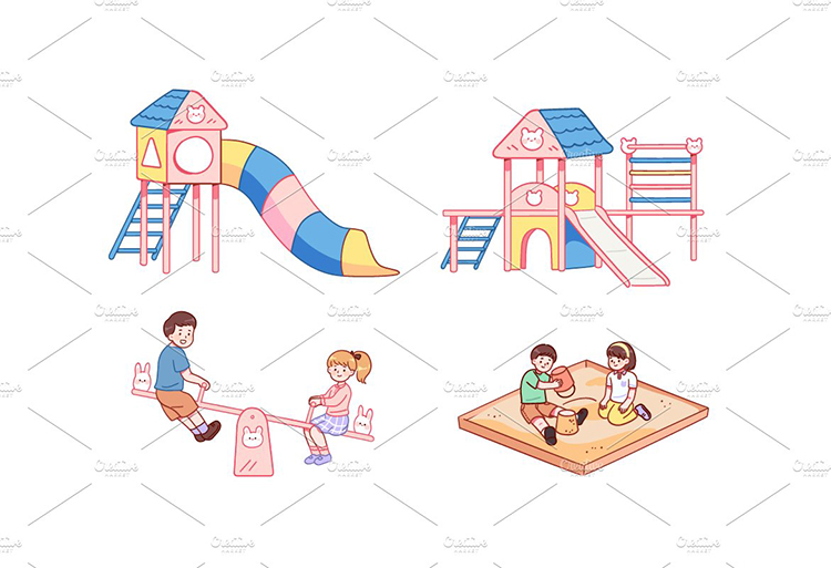 图片[3]-儿童孩子操场健康游玩矢量插图插画图片设计素材Ai矢量源文件素材-cg男孩