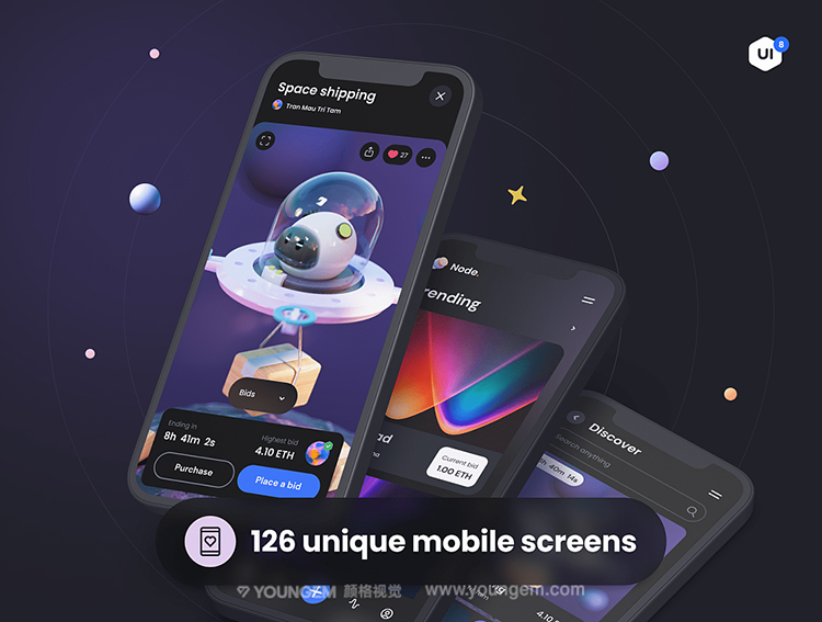 图片[2]-潮流NFT市场金融交易app界面网页作品集ui素材模板xd/ske源文件-cg男孩