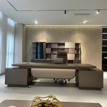 Black walnut solid wood spliced ​​countertop executive desk boss desk and chair combination high-end office custom furniture