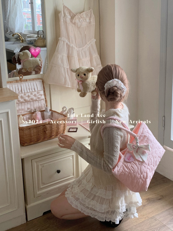 Lala Land Acc/Waffle Heart LAOSHU Quilted Heart Bag Extra Large Capacity Tote Shoulder Tote Bag Lala Land Acc/Waffle Heart LAOSHU Quilted Heart Bag Extra Large Capacity Tote Shoulder Tote Bag