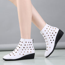 Spring and summer hollow women shoes adult white dance shoes in soft soles heel square dance shoes mom hole dance shoes
