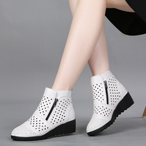 White outer wear leather dance shoes womens soft-soled fashion mother shoes summer square dance shoes hollow breathable dance shoes