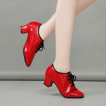 Dance shoes and soft soles wear soft soles outdoor dance shoes leather Latin shoes teacher shoes in heel square dance shoes