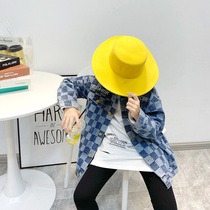 Girls denim jacket autumn 2021 New style spring and autumn Korean version of the coat in the big boy short jacket tide