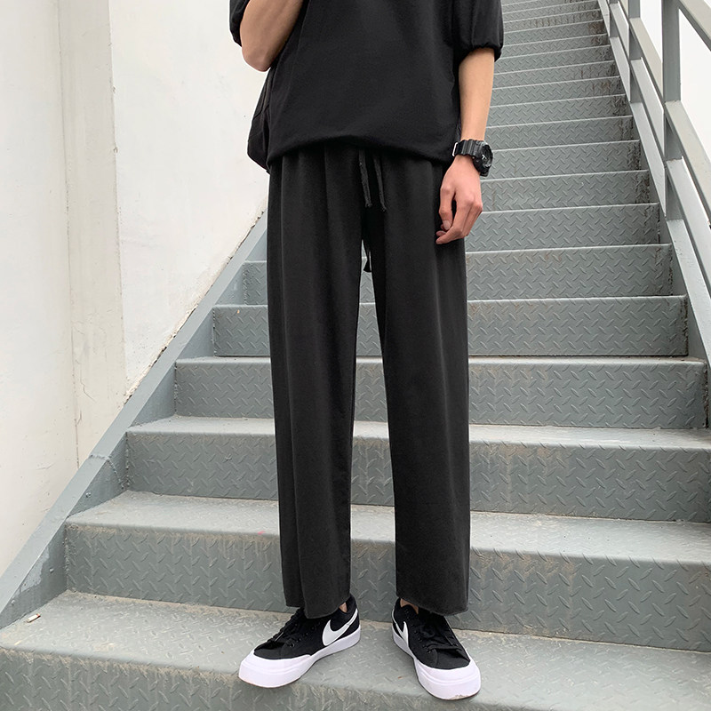 Straight Cylinder Casual 90% Pants Men's Korean version Trend ins Suppies handsome Tidal Cards Loose Nets Red 9 Sub-suit pants