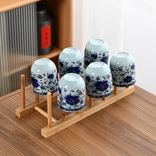 Керамический вместительный и большой чайный сервиз, чайная чашка, система хранения, сушилка, комплект, 6 упаковки