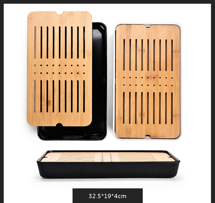 Hộ gia đình đơn giản Kung Fu bộ trà khay đặt mini lưu trữ nước melamine bong bóng khô nhỏ bàn trà nhỏ phong cách Nhật Bản khay trà tre - Trà sứ bình pha trà giữ nhiệt