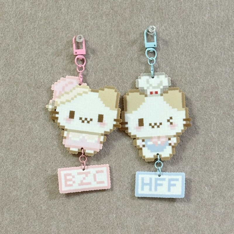 Handmade Beaded Cotton Candy Cat with Cute Initials, Gift for Couples and Best Friends, Pendant Handmade Beaded Cotton Candy Cat with Cute Initials, Gift for Couples and Best Friends, Pendant