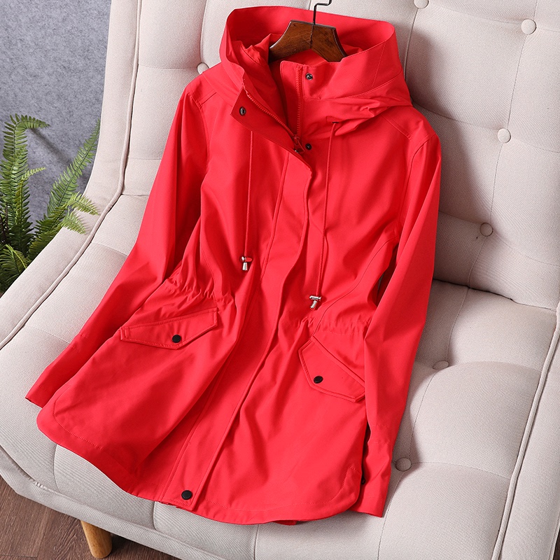 French Aijia Women's Spring and Autumn Outdoor Windproof Waist-Cinching Mid-Length Jacket Sports Softshell Windbreaker French Aijia Women's Spring and Autumn Outdoor Windproof Waist-Cinching Mid-Length Jacket Sports Softshell Windbreaker