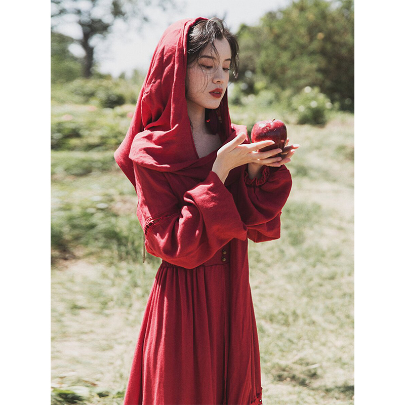 Yunnan Ethnic Style Exotic Women's Clothing Qinghai Lake Travel Outfit Red Dress Desert Photo Shoot Long Dress