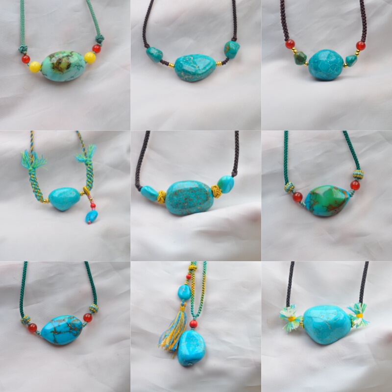 Hubei Natural Turquoise Yungai Temple High-Porcelain High-Blue Pendant Accessory Hand-Held Ornament Clavicle Chain Necklace for Men and Women Hubei Natural Turquoise Yungai Temple High-Porcelain High-Blue Pendant Accessory Hand-Held Ornament Clavicle Chain Necklace for Men and Women