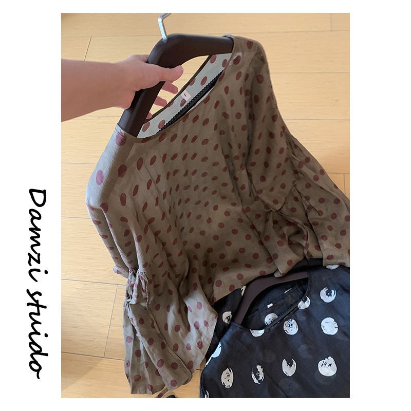 Da Mai Zi's "Model" Style Polka Dot Oversized Shirt Mz0991 Model Da Mai Zi's "Model" Style Polka Dot Oversized Shirt Mz0991 Model