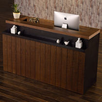 Retro cashier industrial style solid wood bar simple modern small convenience store restaurant front desk counter