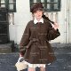 Autumn and winter 2025 great-looking double-sided woolen coat for small women French style lace-up lantern sleeve windbreaker dress