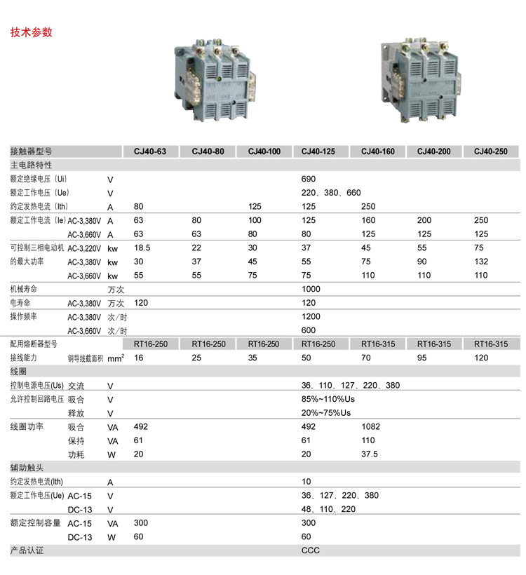 正泰CJ40-250A 160A 630A 1000交流接触器 四常开二常闭380V 220V-阿里巴巴