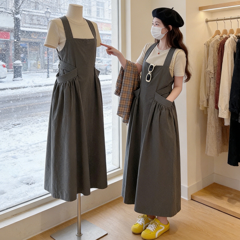 Plus Size Women's Clothing 2026 Summer New Style Slightly Chubby mm Suspender Long Skirt Two-Piece Set That Covers the Body and Looks Slimming, Stylish Dress