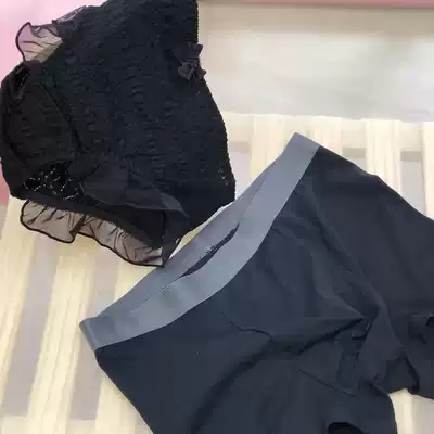 Couple underwear set fattening cotton men's boxer sexy waist Plaid large size thin female breifs