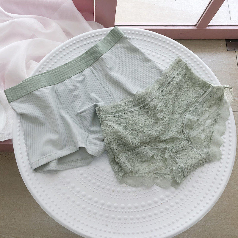 Lovers Briefs Suit Pure Cotton Men's Four-corner Underpants Modale Sexy Mesh Yarns Low Waist Cotton Crotch Women's Triangle Pants