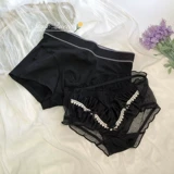 Черное хлопковое сексуальное нижнее белье для влюбленных, дышащие тонкие кружевные трусы подходит для мужчин и женщин для друга, средняя посадка