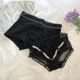 Couple's underwear black cotton mid-waist boxer sexy breathable thin lace mesh briefs gift for boyfriend and girlfriend