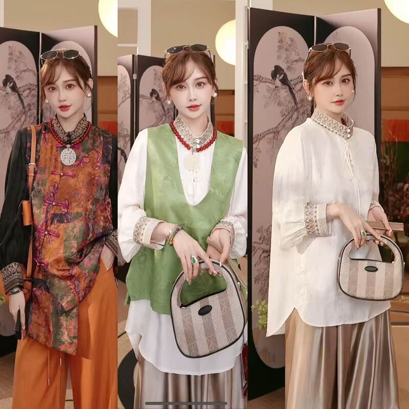 Four-Thread Twill 100% Mulberry Silk Floral Shirt 133-29504F0199