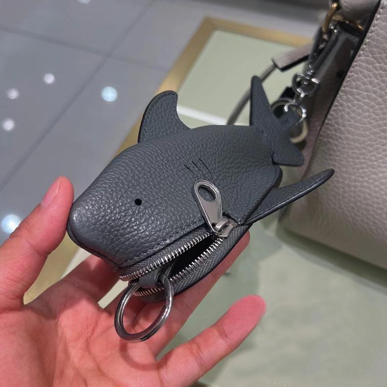 Genuine Leather Shark Key Case, Shark Coin Purse, Cowhide Shark Car Keychain Pendant, Cute Coin Purse, Creative