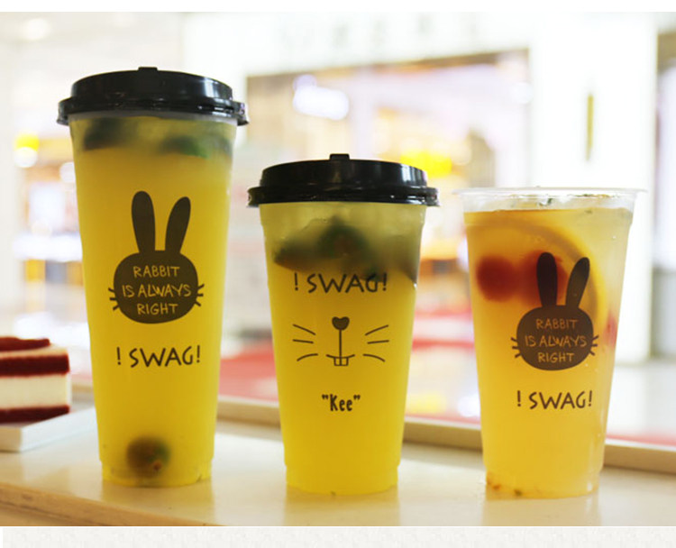 Одноразовая креативная чайная чашка, пластиковый стакан, 700 мл, увеличенная толщина 