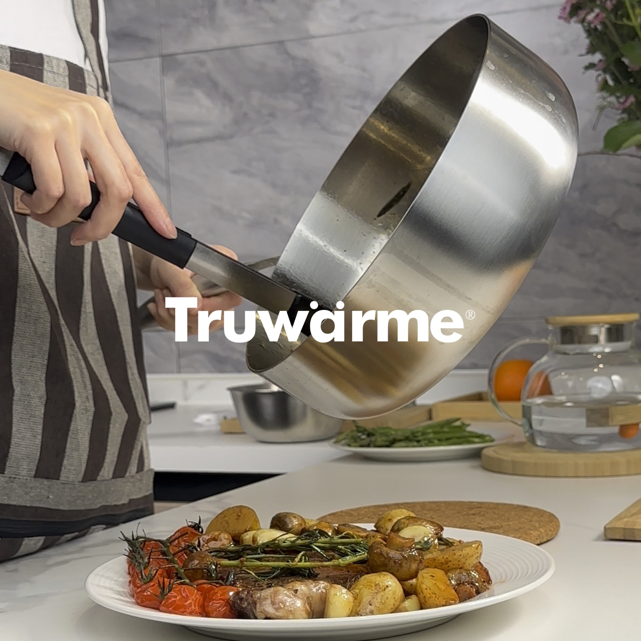 Углубленная сковорода Truwarme 316 из нержавеющей стали wok 0 с антипригарным покрытием для приготовления пищевых продуктов