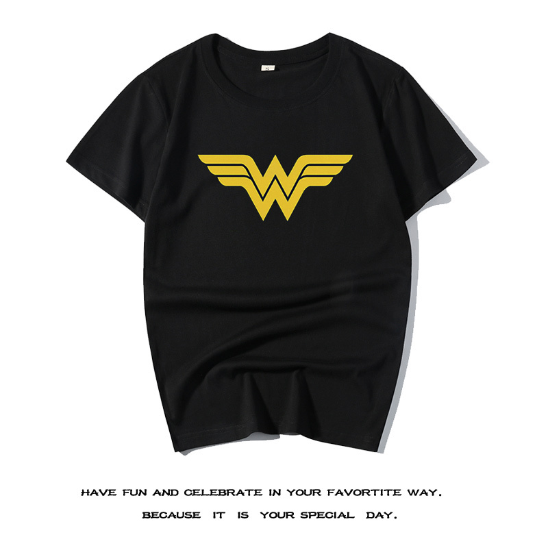 Dc Comics Wonder Woman T-Shirt Short-Sleeved Wonder Woman Hero Pure Cotton Pullover Half-Sleeved for Male and Female Students