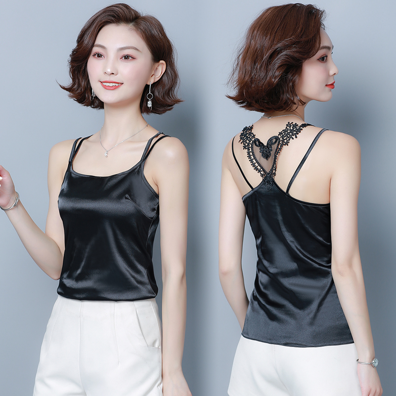 sling Silk vest phù hợp với mùa hè của phụ nữ bên trong đáy sexy mặc lỏng đầu satin lụa