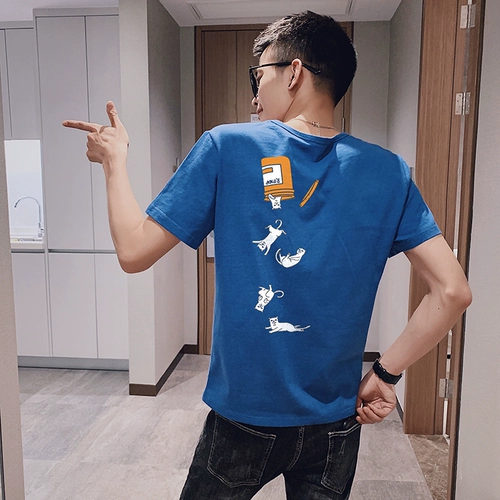 Летняя футболка с коротким рукавом, в корейском стиле, круглый воротник, популярно в интернете