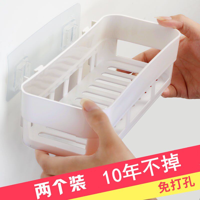 Suction-wall-free containing box Perforated Bathroom Wall Shelf Powerful Suction Cup Dressing Room Containing Basket Wall Pylon