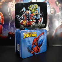 Tinplate box Spider-Man cartoon Avenger handle can Lunch box storage box gift box metal candy storage tank
