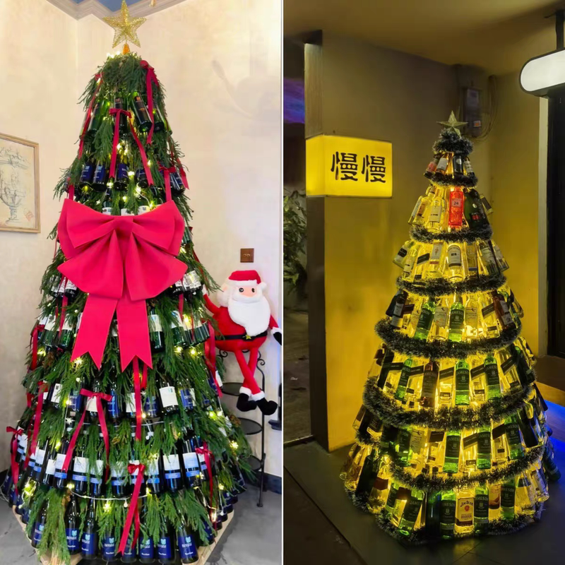 Trendy Beer Bottle Tower Christmas Tree Stand Iron Art Glowing Christmas Display Bottle Frame Atmosphere Scene Decoration Trendy Beer Bottle Tower Christmas Tree Stand Iron Art Glowing Christmas Display Bottle Frame Atmosphere Scene Decoration